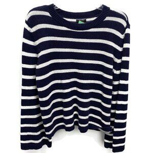 Halogen Navy & White Stripe Crewneck Sweater
